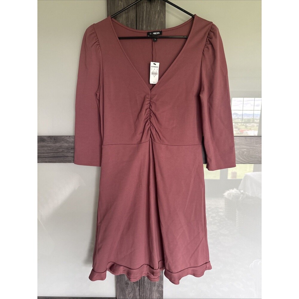 Express Fit and Flare Mauve Midi Dress Woman’s Size Medium NWT